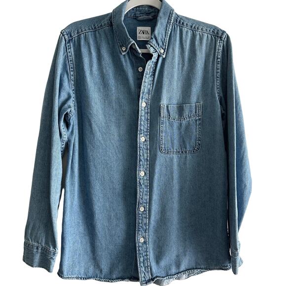 Zara Other - Zara Men's Denim Button Down Long Sleeve Shirt Size Medium